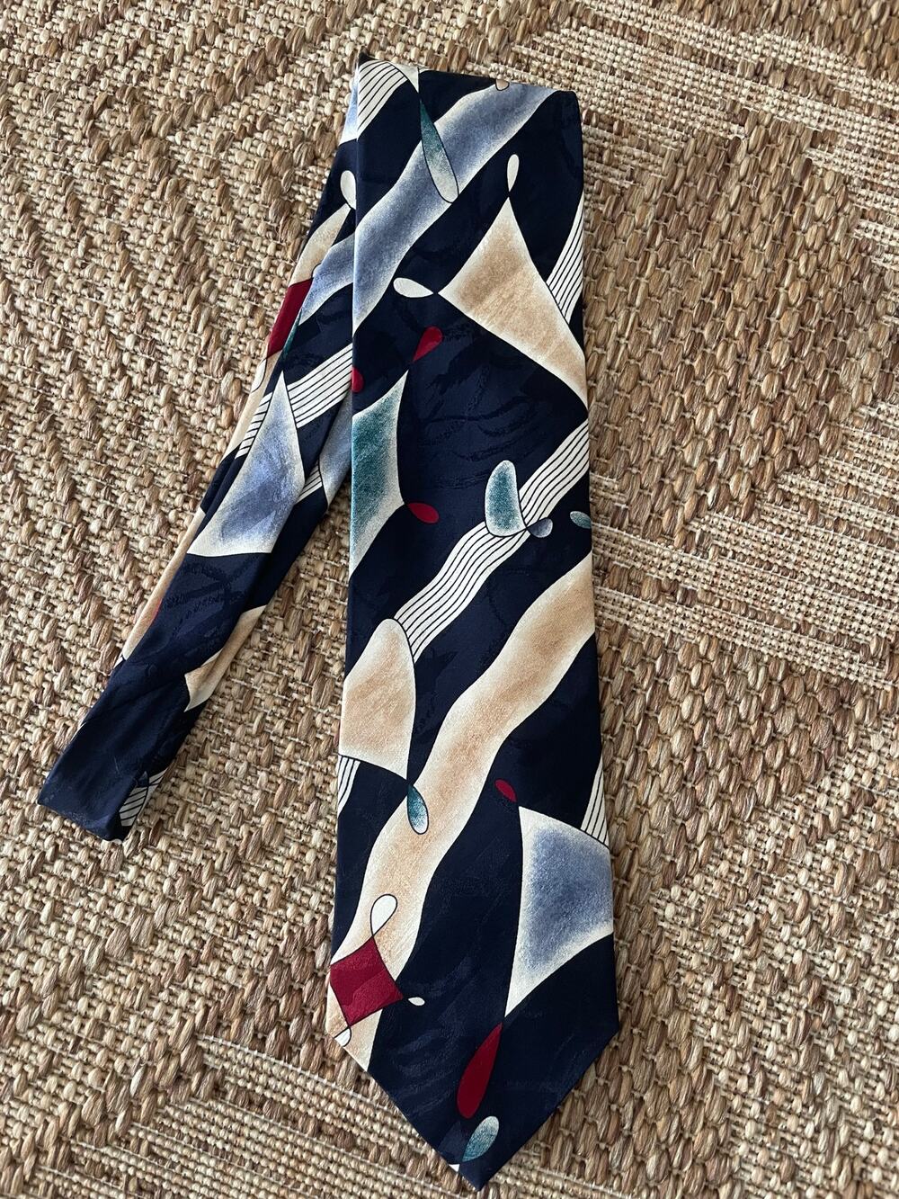 Vintage Valentino Rudy 100% Silk Tie 56" length abstract 90s